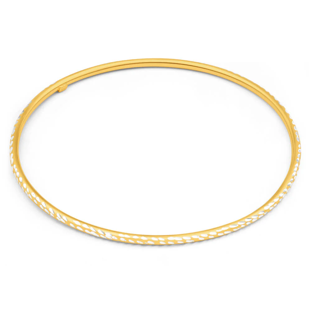 9ct Yellow Gold Silver Filled 2mm x 65mm Bangle - Image 2