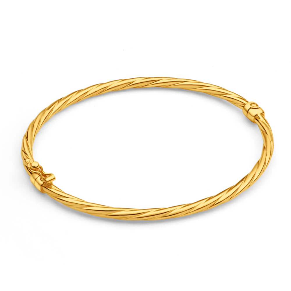 9ct Yellow Gold Silver Filled 3x60mm Bangle - Image 2