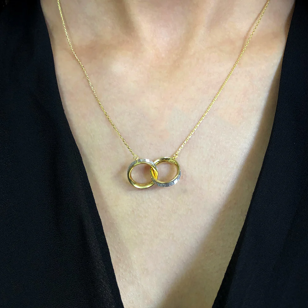 9ct Yellow Gold Silver Filled 45cm Entwined Circle of Life Pendant - Image 2