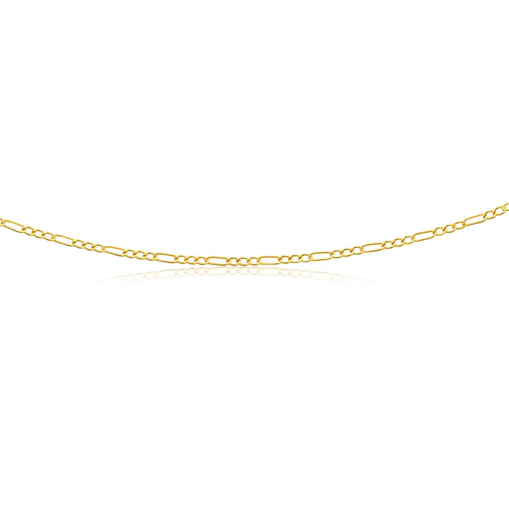 9ct Yellow Gold Silver Filled 45cm Figaro Chain 50 Gauge - Image 2