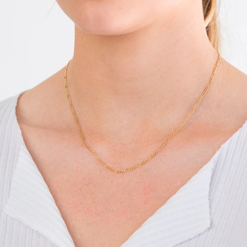 9ct Yellow Gold Silver Filled 45cm Figaro Chain 50 Gauge - Image 3