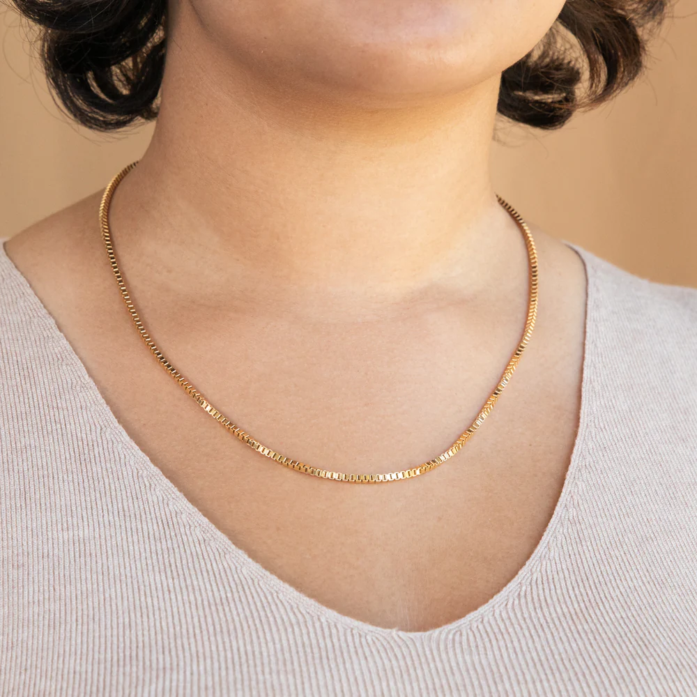 9ct Yellow Gold Silver Filled 50cm Box Chain - Image 3