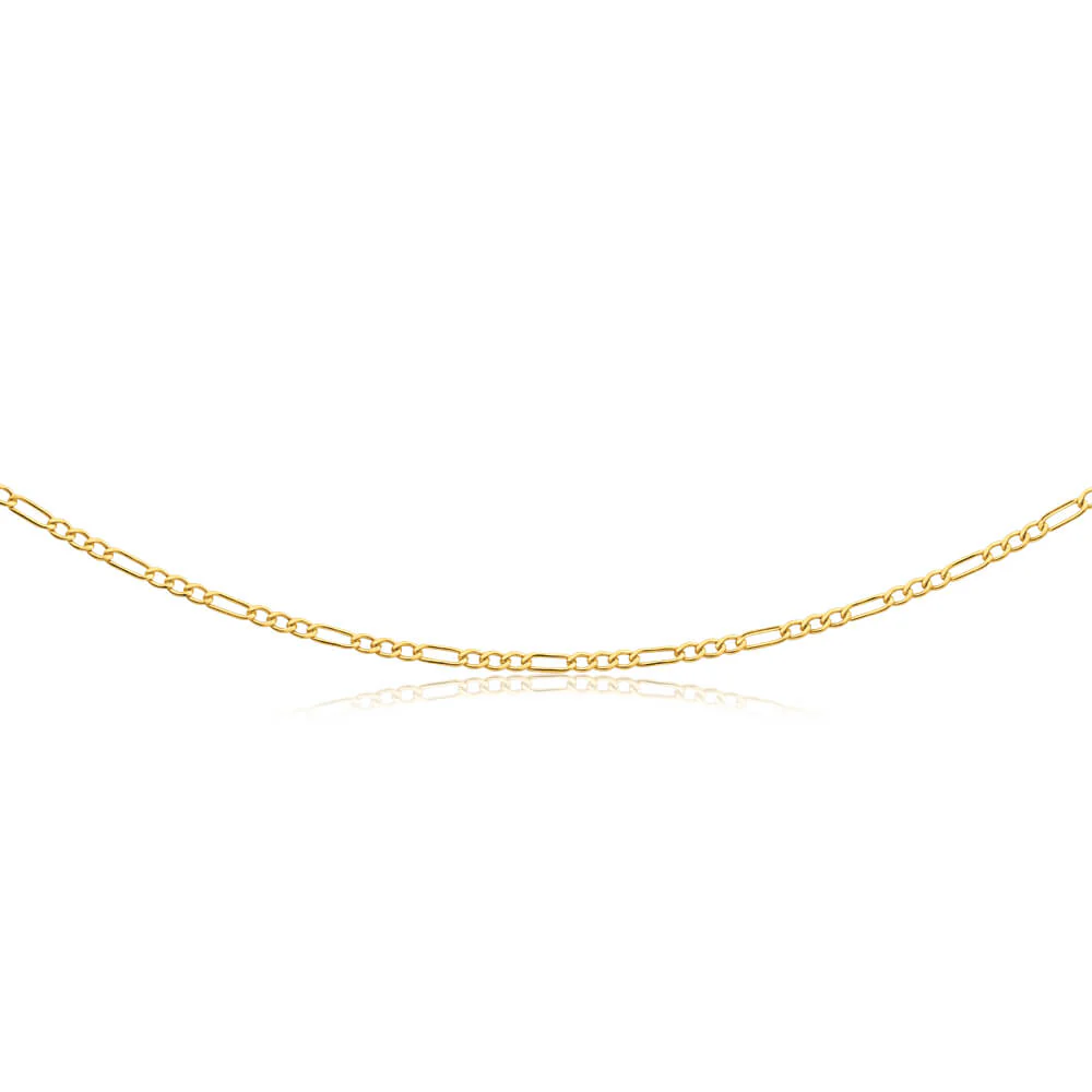 9ct Yellow Gold Silver Filled 50cm Figaro Chain 50 Gauge - Image 2