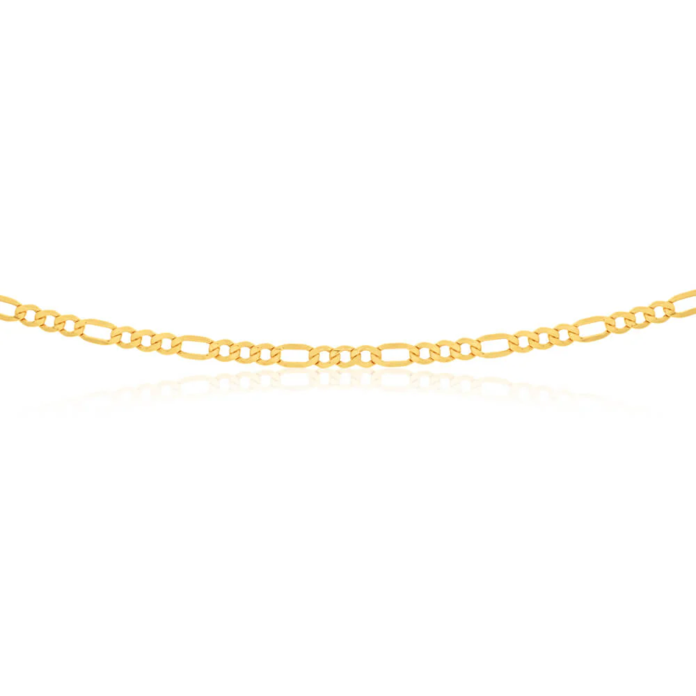 9ct Yellow Gold Silver Filled 55cm 120 Gauge Figaro Chain - Image 2