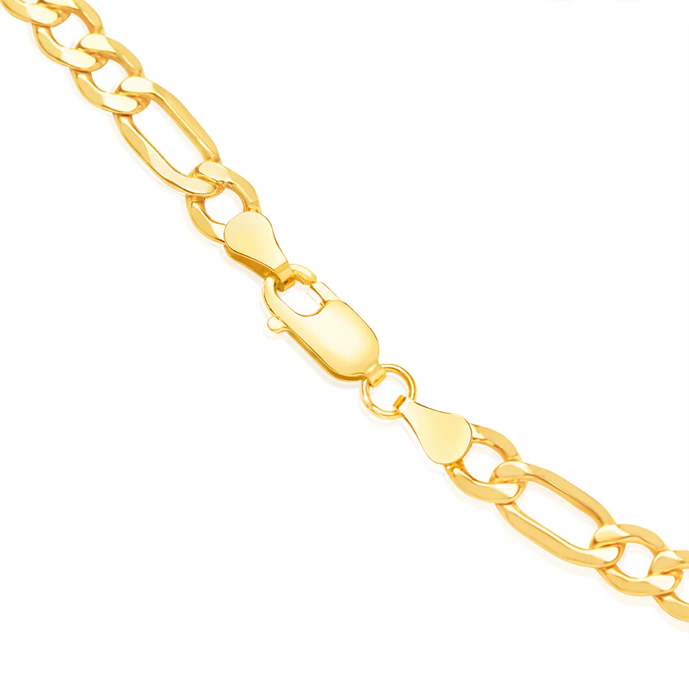9ct Yellow Gold Silver Filled 55cm 150 Gauge Figaro Chain - Image 3