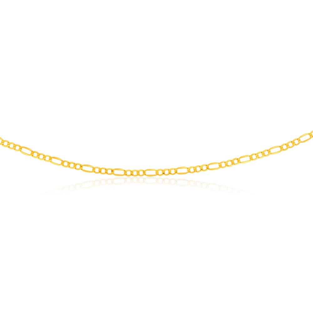 9ct Yellow Gold Silver Filled Bevelled 1:3 Figaro 80 Gauge 55cm Chain - Image 2