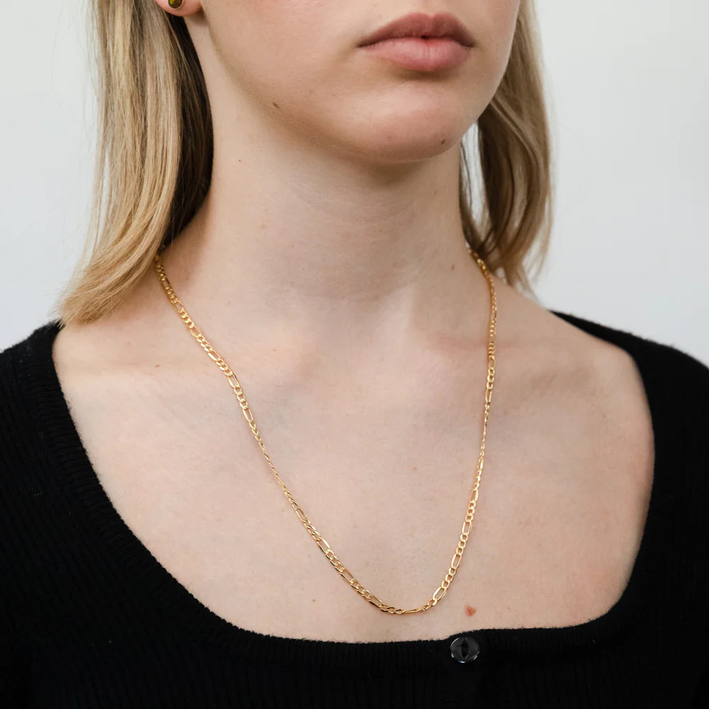 9ct Yellow Gold Silver Filled Bevelled 1:3 Figaro 80 Gauge 55cm Chain - Image 3