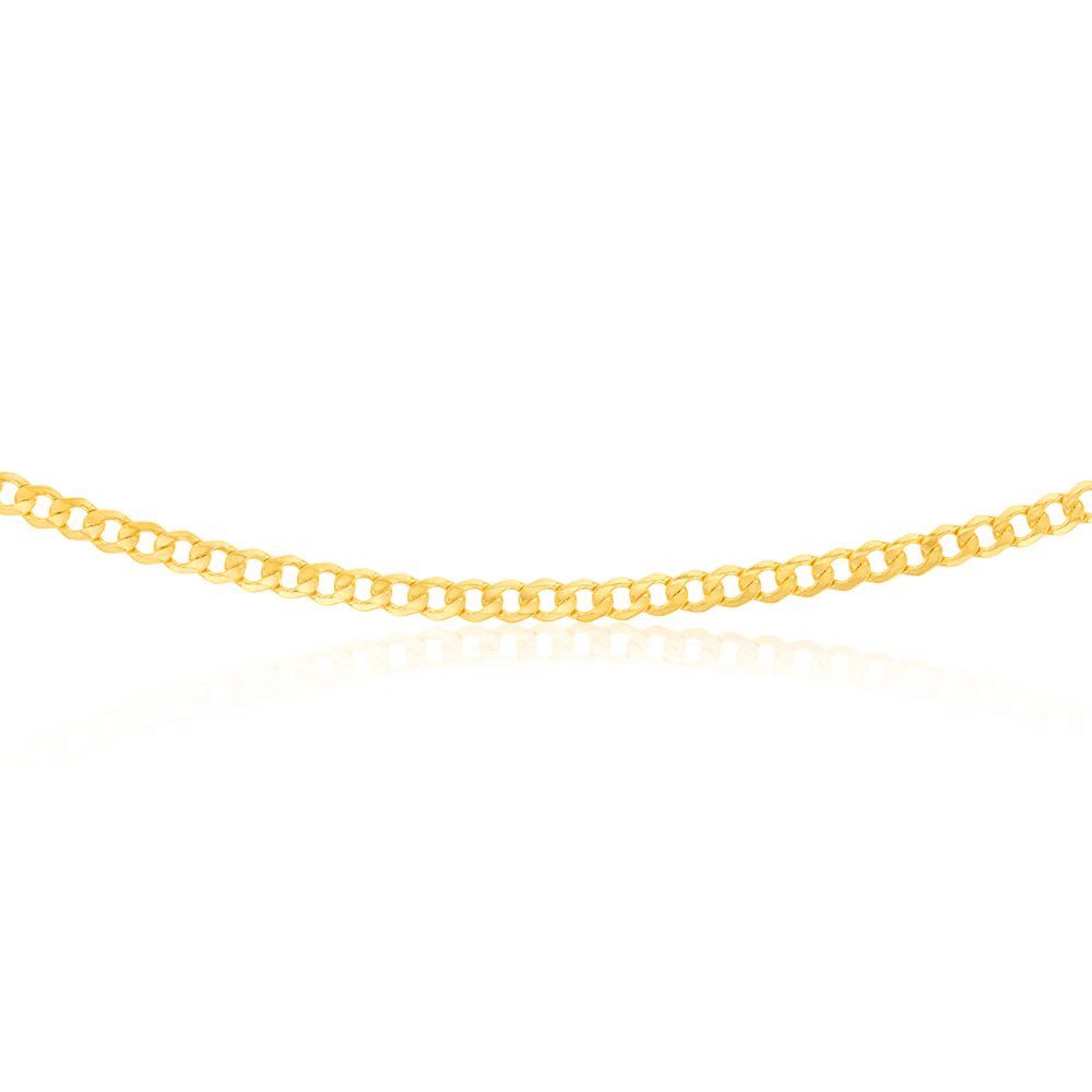 9ct Yellow Gold Silver Filled Bevelled Curb 120 Gauge 80cm Chain - Image 2