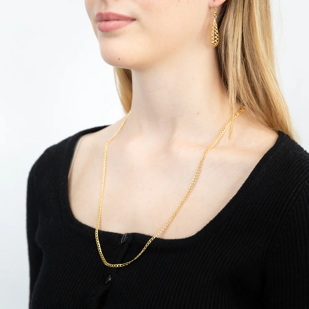 9ct Yellow Gold Silver Filled Bevelled Curb 80 Gauge 60cm Chain - Image 3