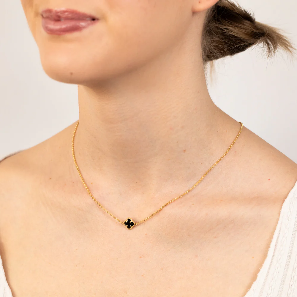 9ct Yellow Gold Silver Filled Black Flower 45cm Chain - Image 3
