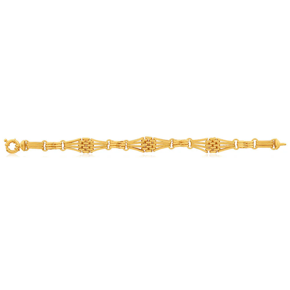 9ct Yellow Gold Silver Filled Bolt Ring 21cm Bracelet - Image 2