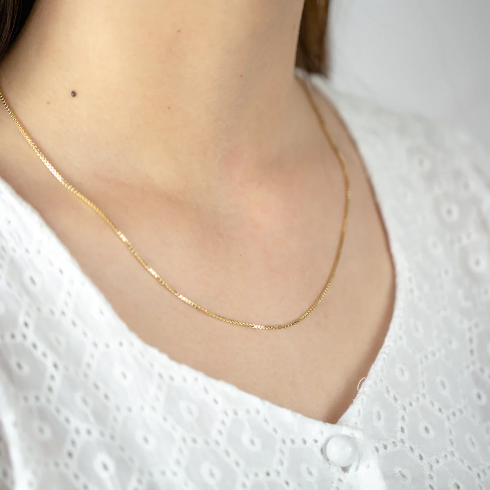 9ct Yellow Gold Silver FIlled Box Link 50cm Chain - Image 3