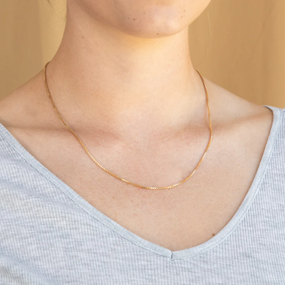 9ct Yellow Gold Silver FIlled Box Link 50cm Chain - Image 4