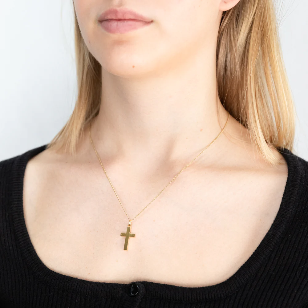 9ct Yellow Gold Silver Filled Cross Pendant - Image 2