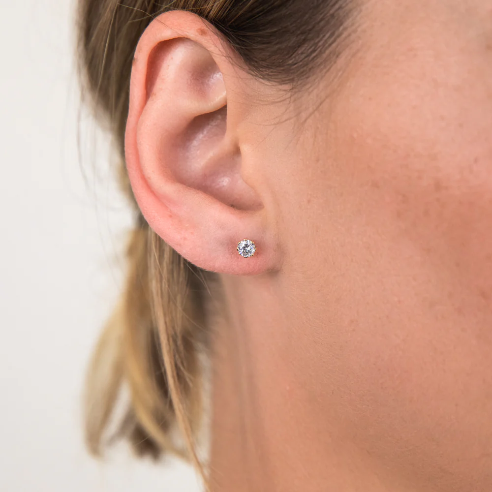 9ct Yellow Gold Silver Filled Cubic Zirconia 4mm Stud Earrings - Image 2