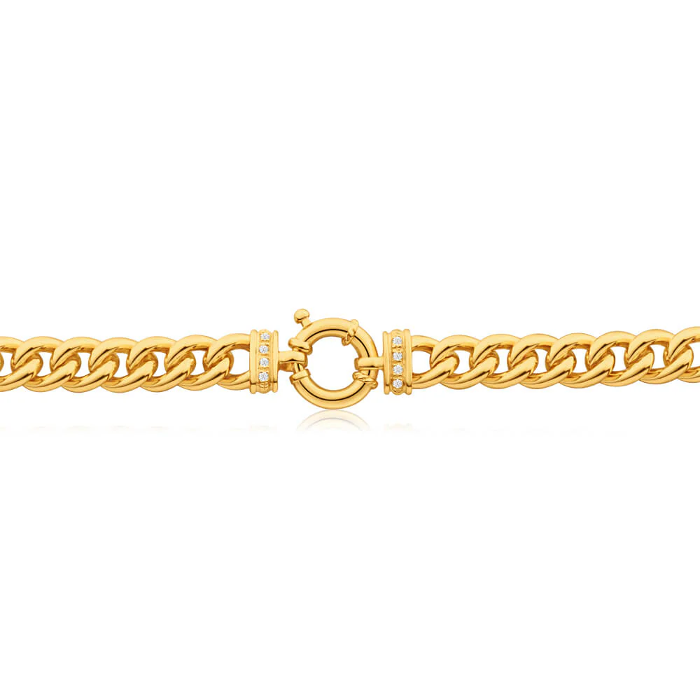 9ct Yellow Gold Silver Filled Cubic Zirconia 50cm Curb Chain - Image 3