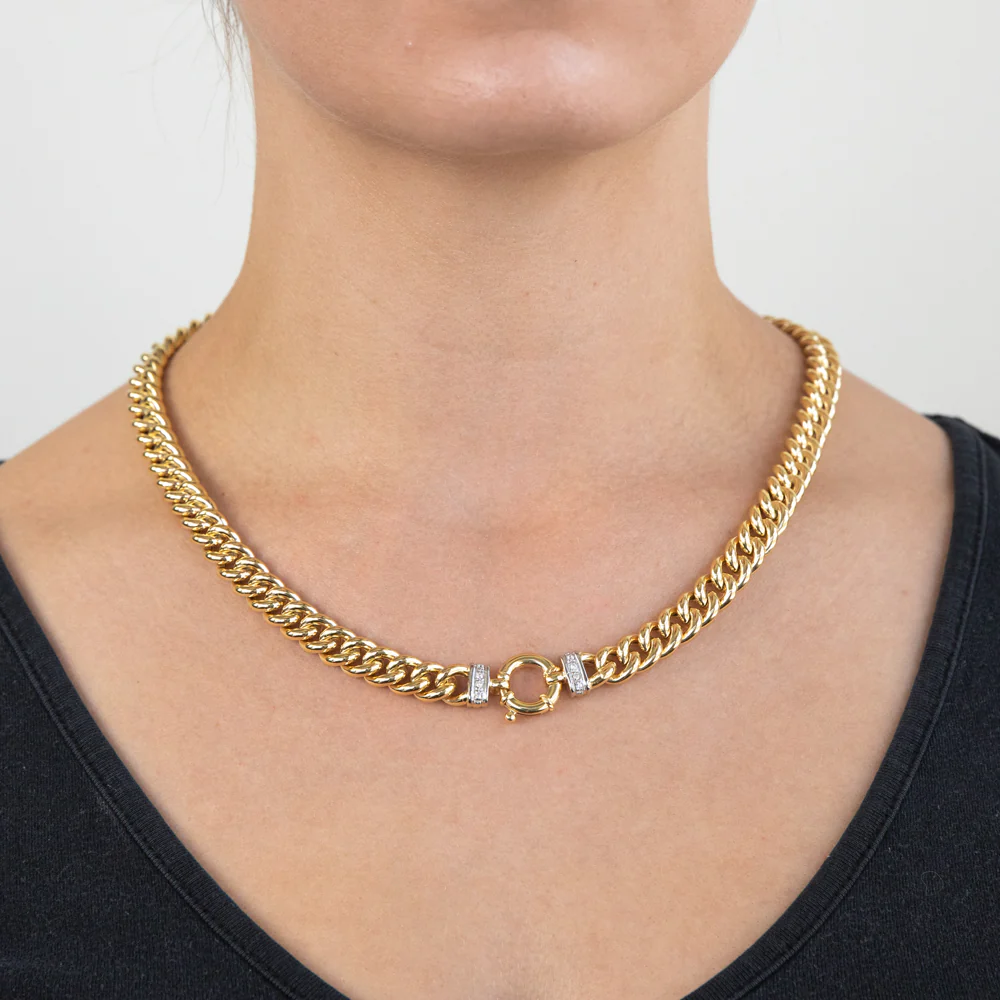 9ct Yellow Gold Silver Filled Cubic Zirconia 50cm Curb Chain - Image 4