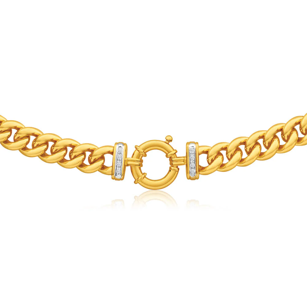 9ct Yellow Gold Silver Filled Cubic Zirconia 50cm  Curb Chain - Image 2