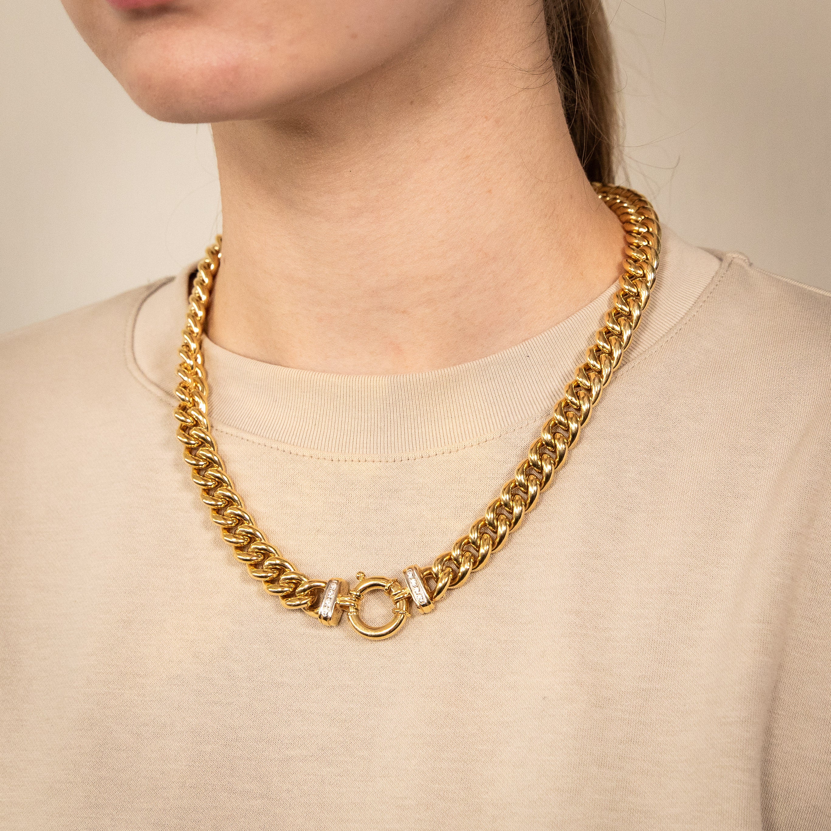 9ct Yellow Gold Silver Filled Cubic Zirconia 50cm  Curb Chain - Image 3