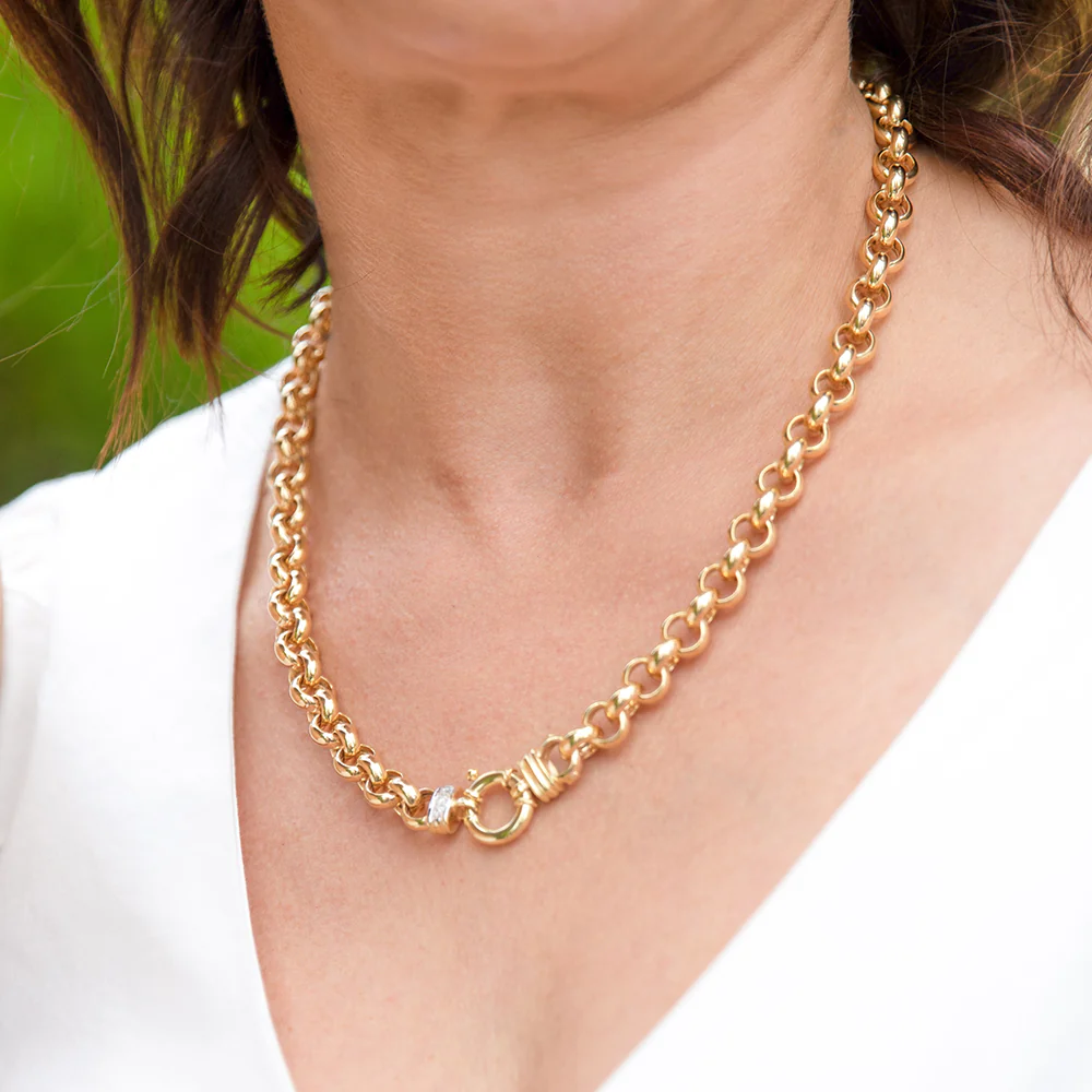 9ct Yellow Gold Silver Filled Cubic Zirconia Belcher darling 50cm Chain - Image 3