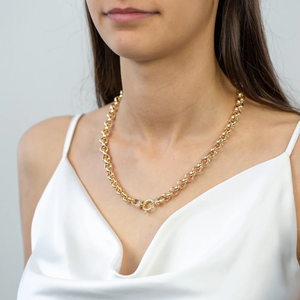 9ct Yellow Gold Silver Filled Cubic Zirconia Belcher darling 50cm Chain - Image 4