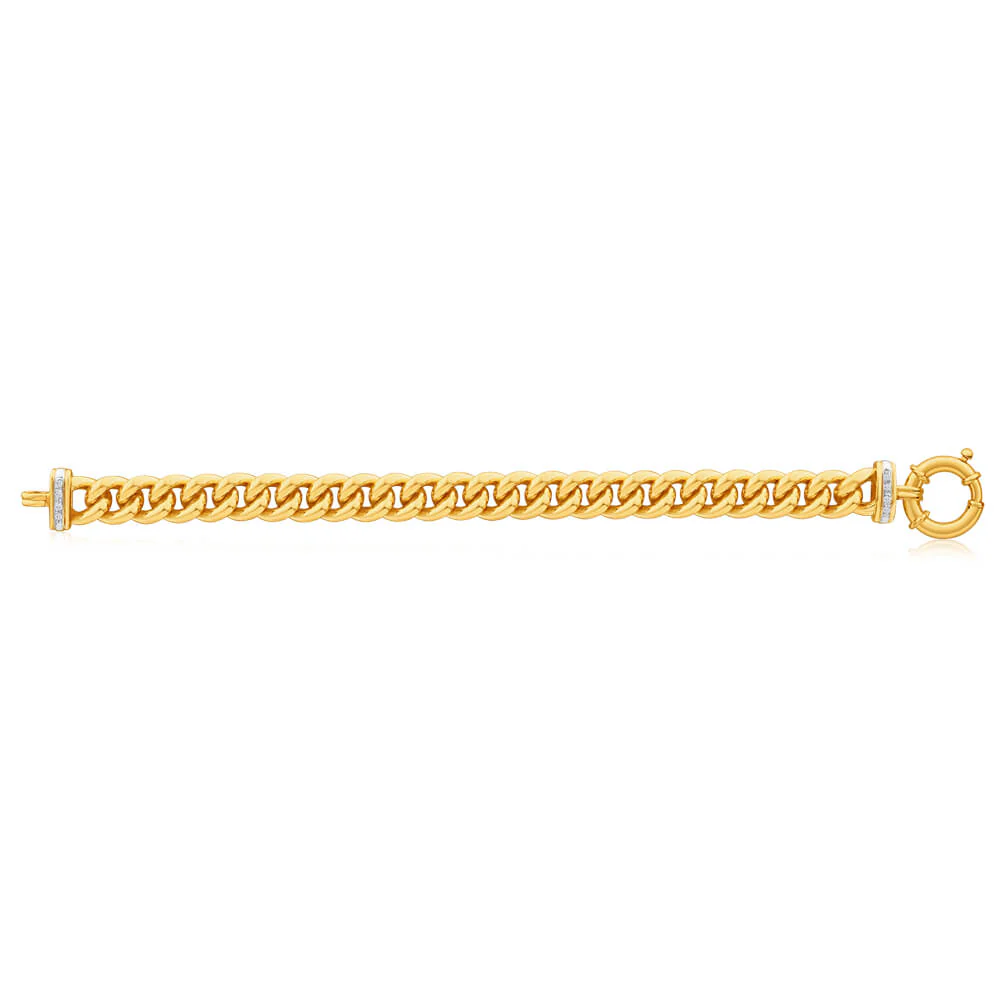 9ct Yellow Gold Silver Filled Cubic Zirconia Curb Bracelet - Image 2