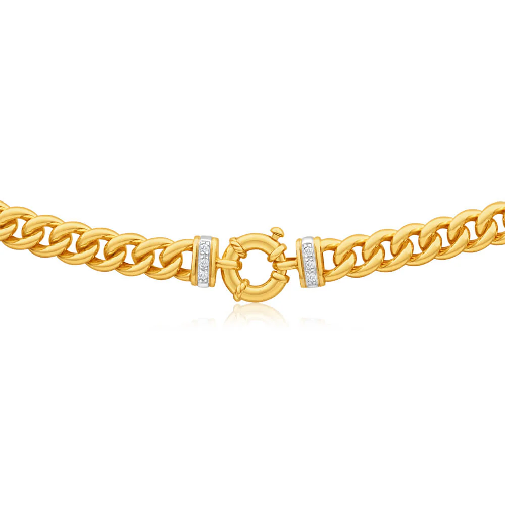 9ct Yellow Gold Silver Filled Cubic Zirconia Curb Chain - Image 2