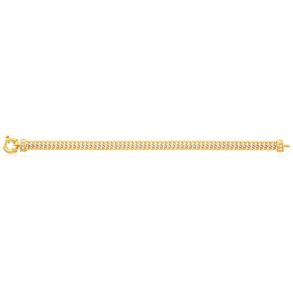 9ct Yellow Gold Silver Filled Cubic Zirconia Mesh Bracelet - Image 2