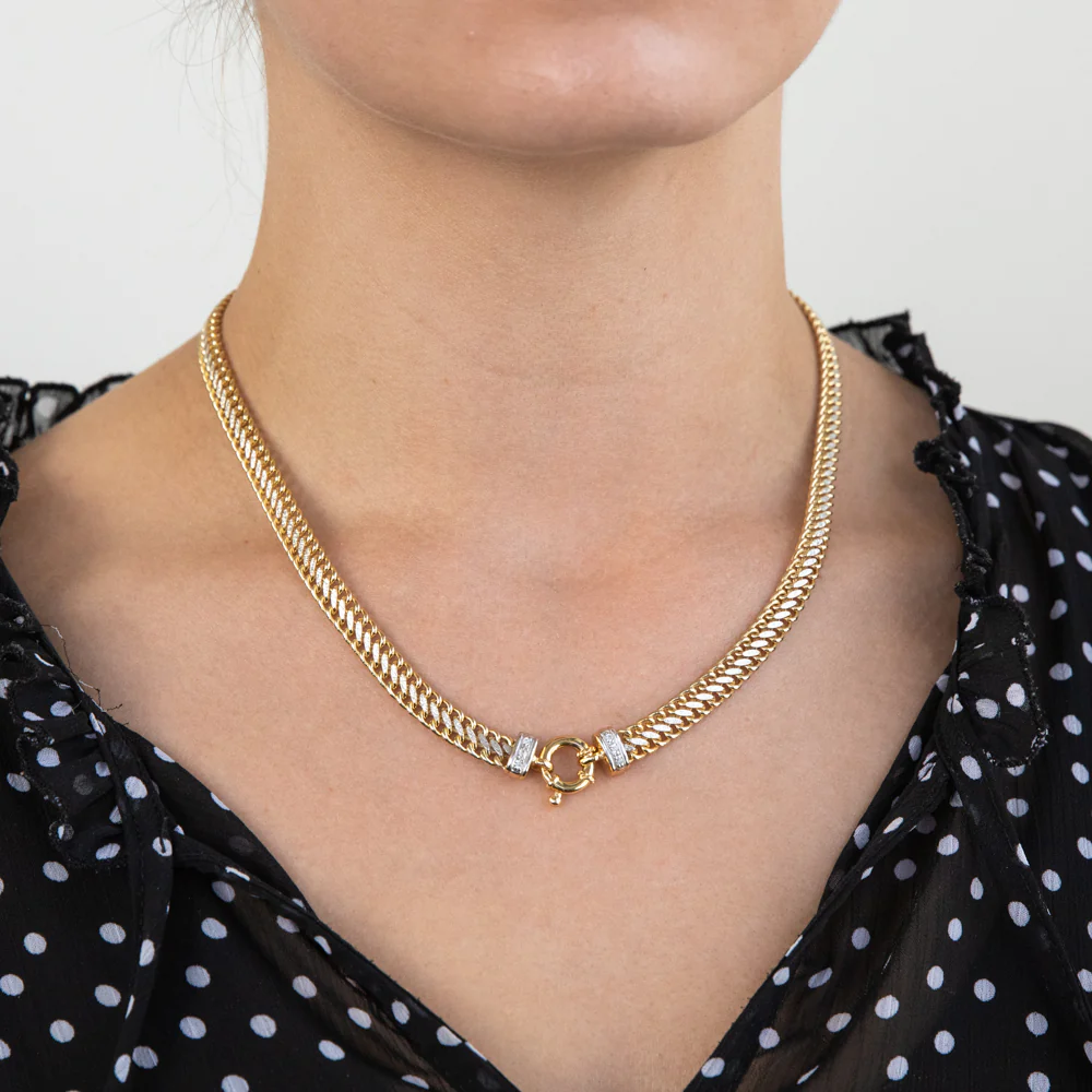 9ct Yellow Gold Silver Filled Cubic Zirconia Mesh Chain - Image 3