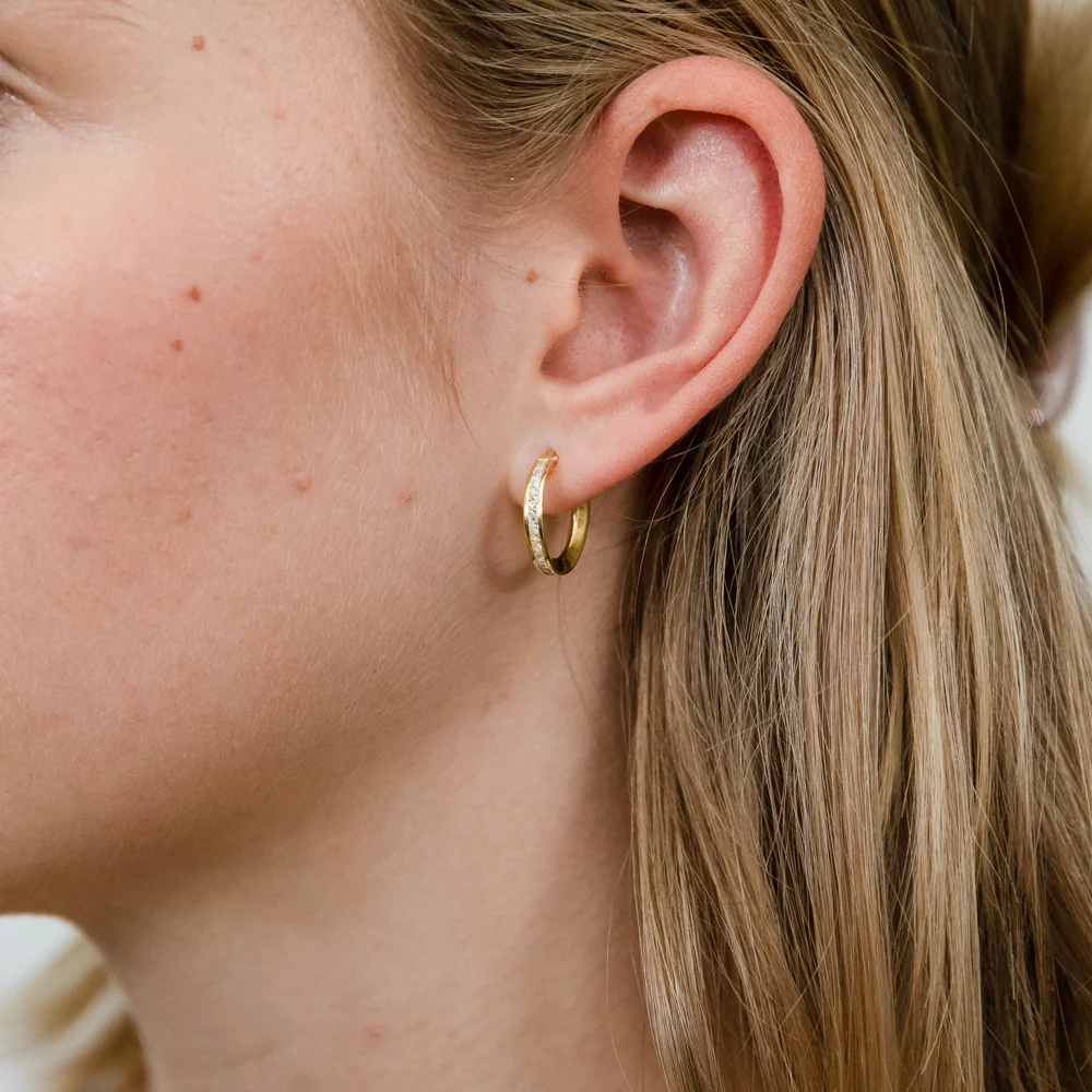 9ct Yellow Gold Silver Filled Cubic Zirconia On 10mm Hoop Earring - Image 2