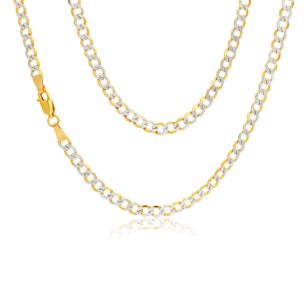 9ct Yellow Gold Silver Filled Curb 45cm Chain - Image 2