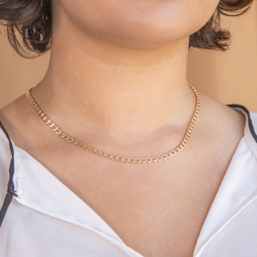 9ct Yellow Gold Silver Filled Curb 45cm Chain - Image 3
