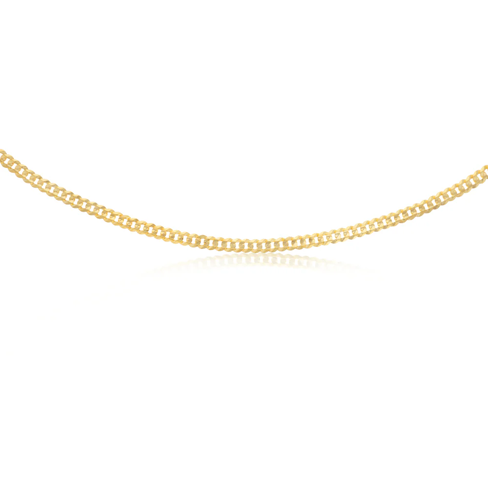 9ct Yellow Gold Silver Filled Curb Concave Lightweight 130 Gauge 50cm Chain - Image 2