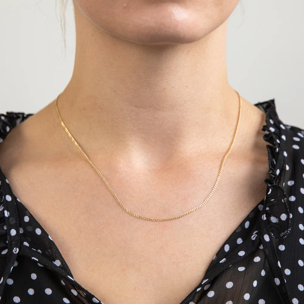 9ct Yellow Gold Silver Filled Delicate 45cm Curb Chain - Image 3