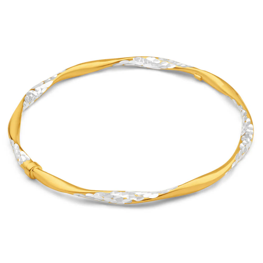 9ct Yellow Gold Silver Filled Dia Cut 65mm Bangle - Image 2