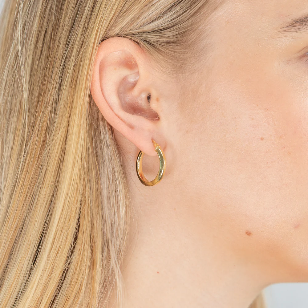 9ct Yellow Gold Silver Filled Diamond Cut 15mm Hoops Earrings - Image 2