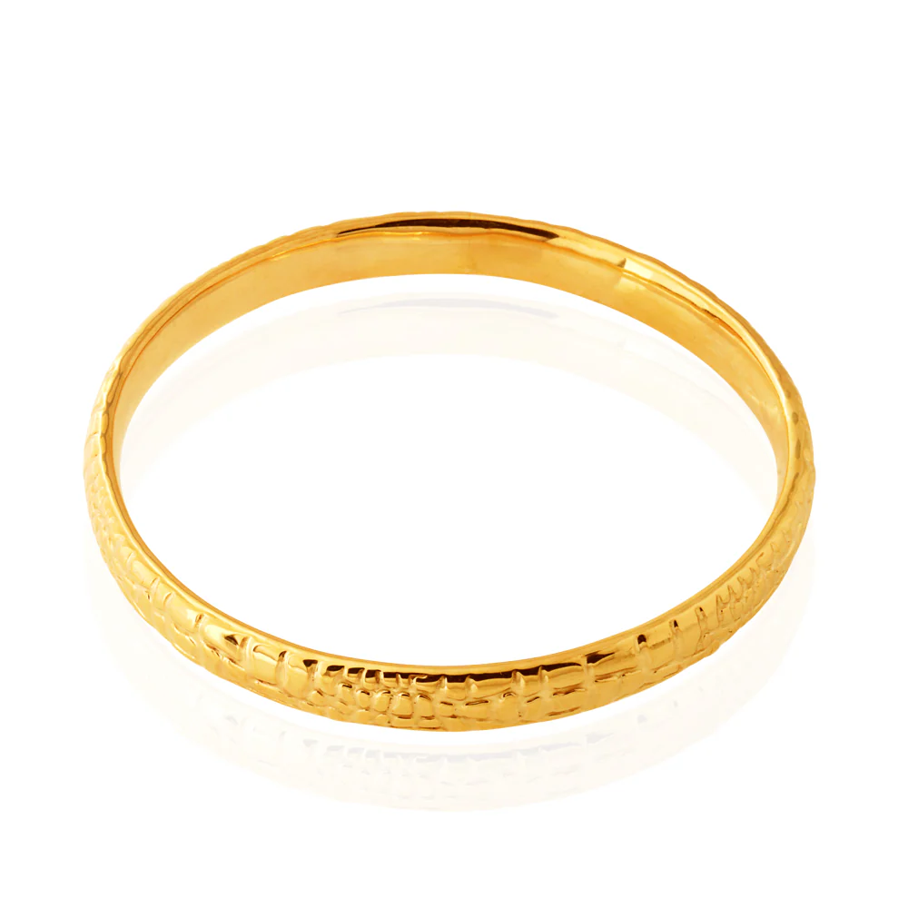 9ct Yellow Gold Silver Filled Diamond Cut Bangle - Image 2