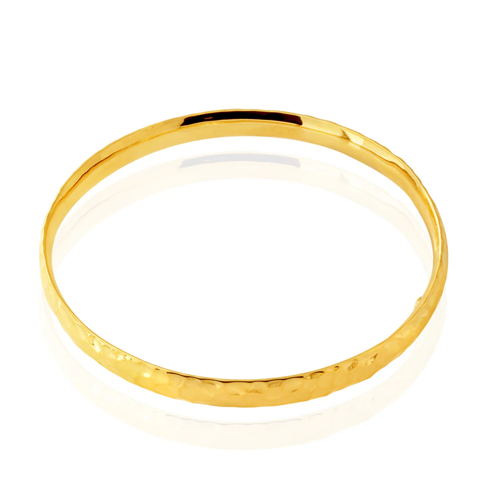 9ct Yellow Gold Silver Filled Diamond Cut Bangle - Image 2