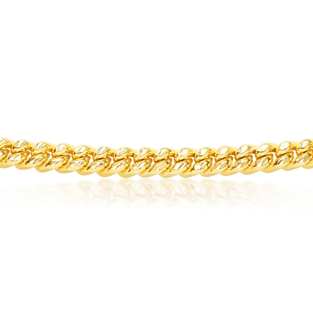 9ct Yellow Gold Silver Filled Diamond Cut Two Tone Square Snake 55cm Chain - Image 3