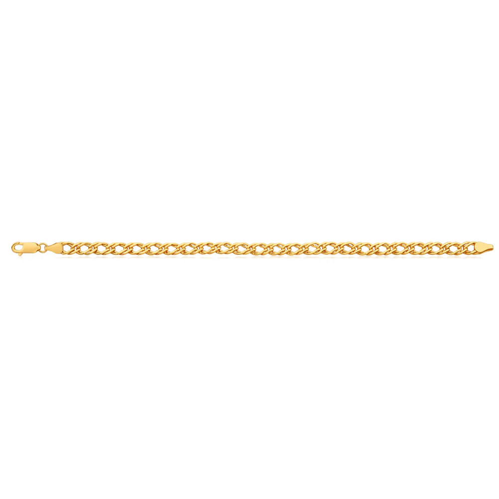 9ct Yellow Gold Silver Filled Double 19cm Curb Bracelet - Image 2