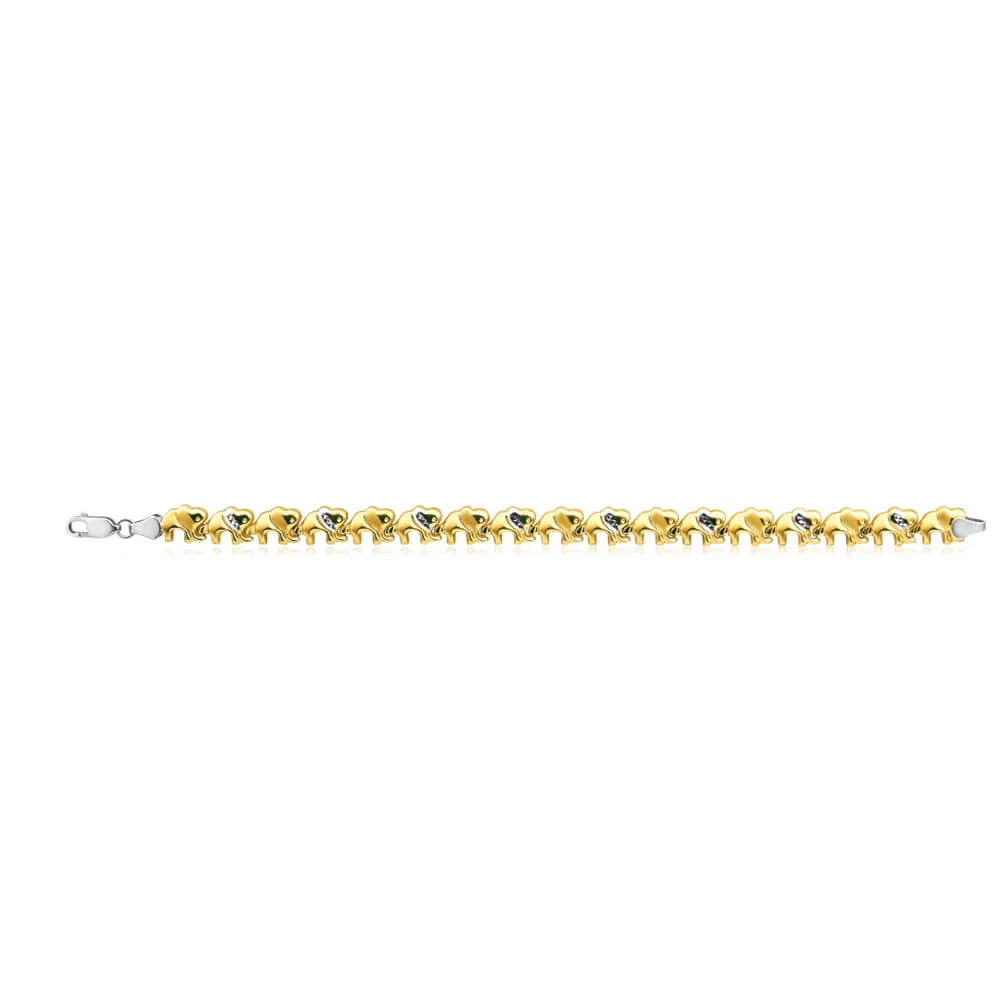 9ct Yellow Gold Silver Filled Elephant Fancy Bracelet - Image 2