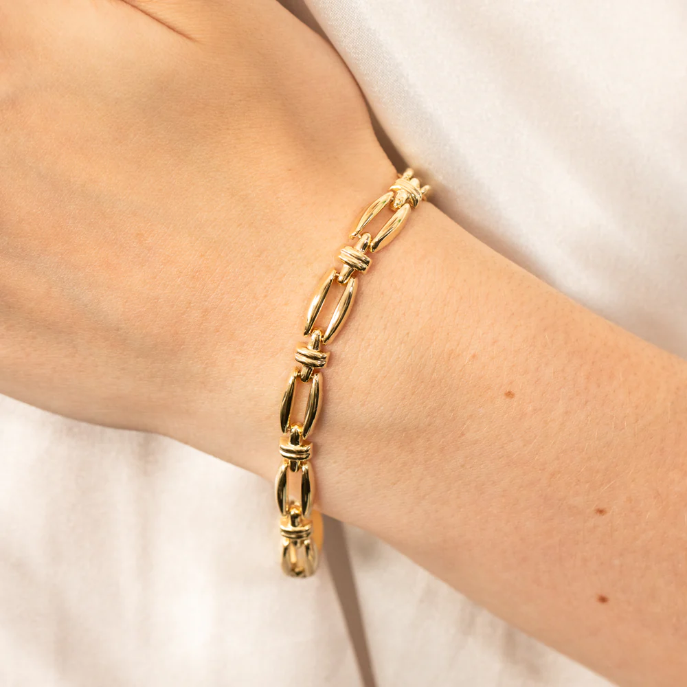 9ct Yellow Gold Silver-filled Fancy 19cm Bracelet - Image 3