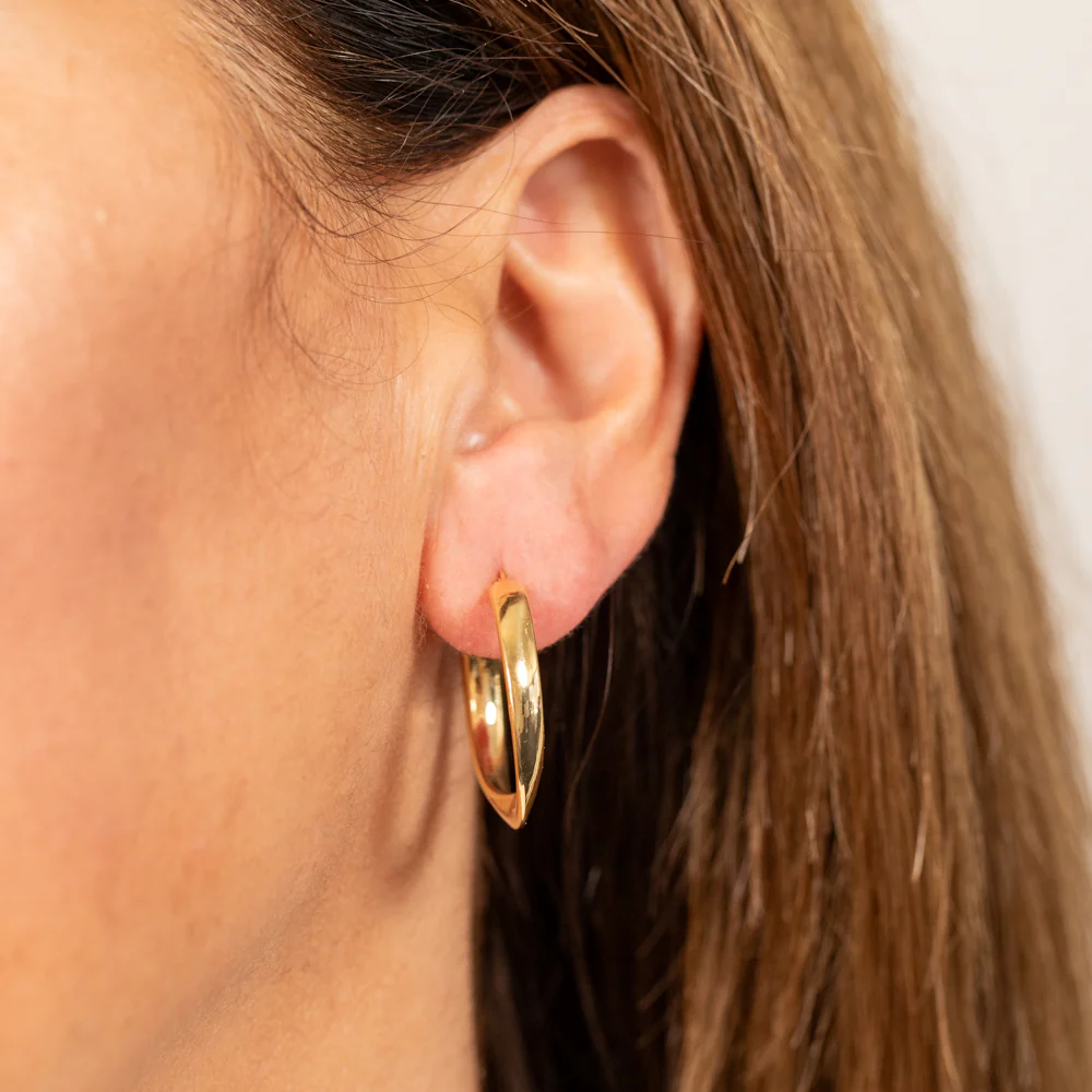 9ct Yellow Gold Silver Filled Fancy 20mm Hoop Earrings - Image 3