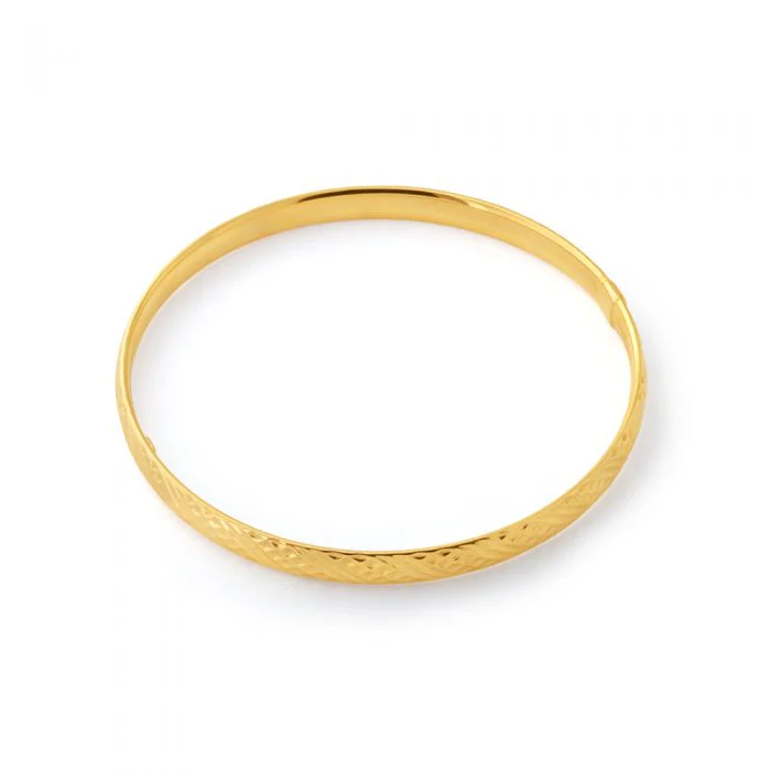 9ct Yellow Gold Silver Filled Fancy Bangle - Image 2