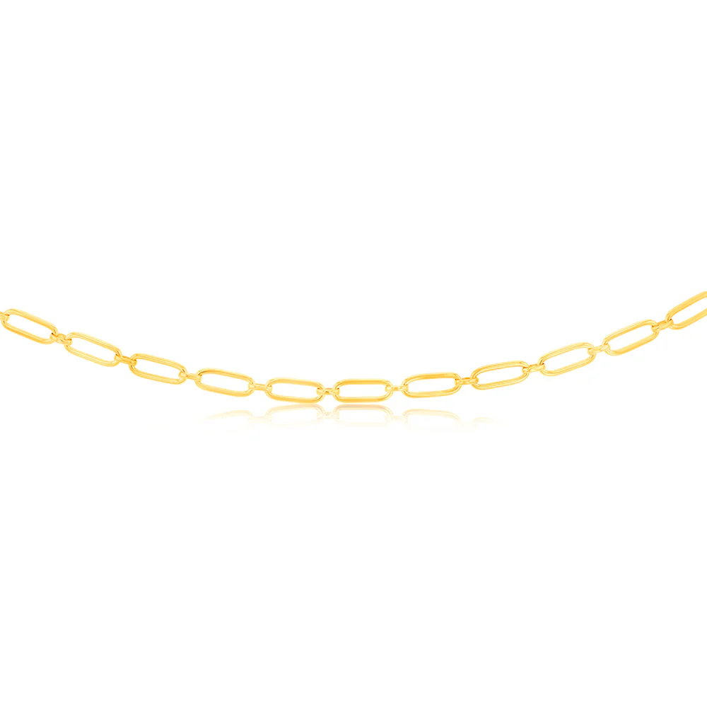 9ct Yellow Gold Silver Filled Fancy Elongated Link Belcher 45cm Chain - Image 2
