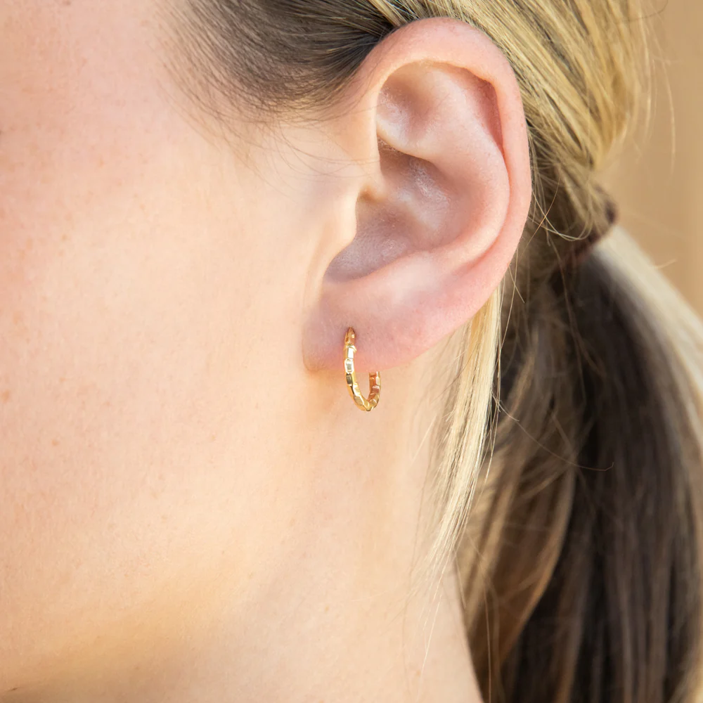 9ct Yellow Gold Silver Filled Fancy Hoop Earrings - Image 2