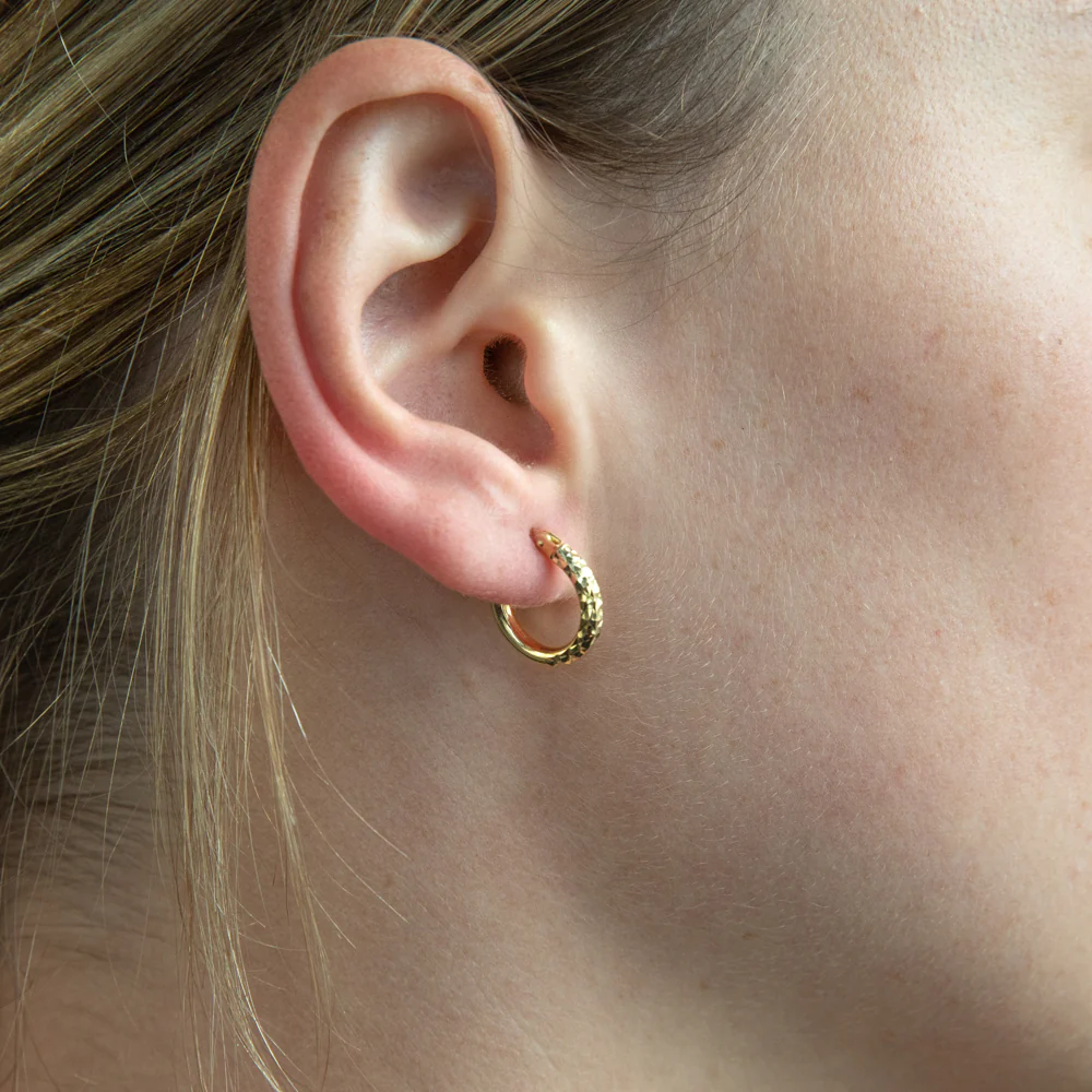 9ct Yellow Gold Silver Filled Fancy Hoop Earrings - Image 2