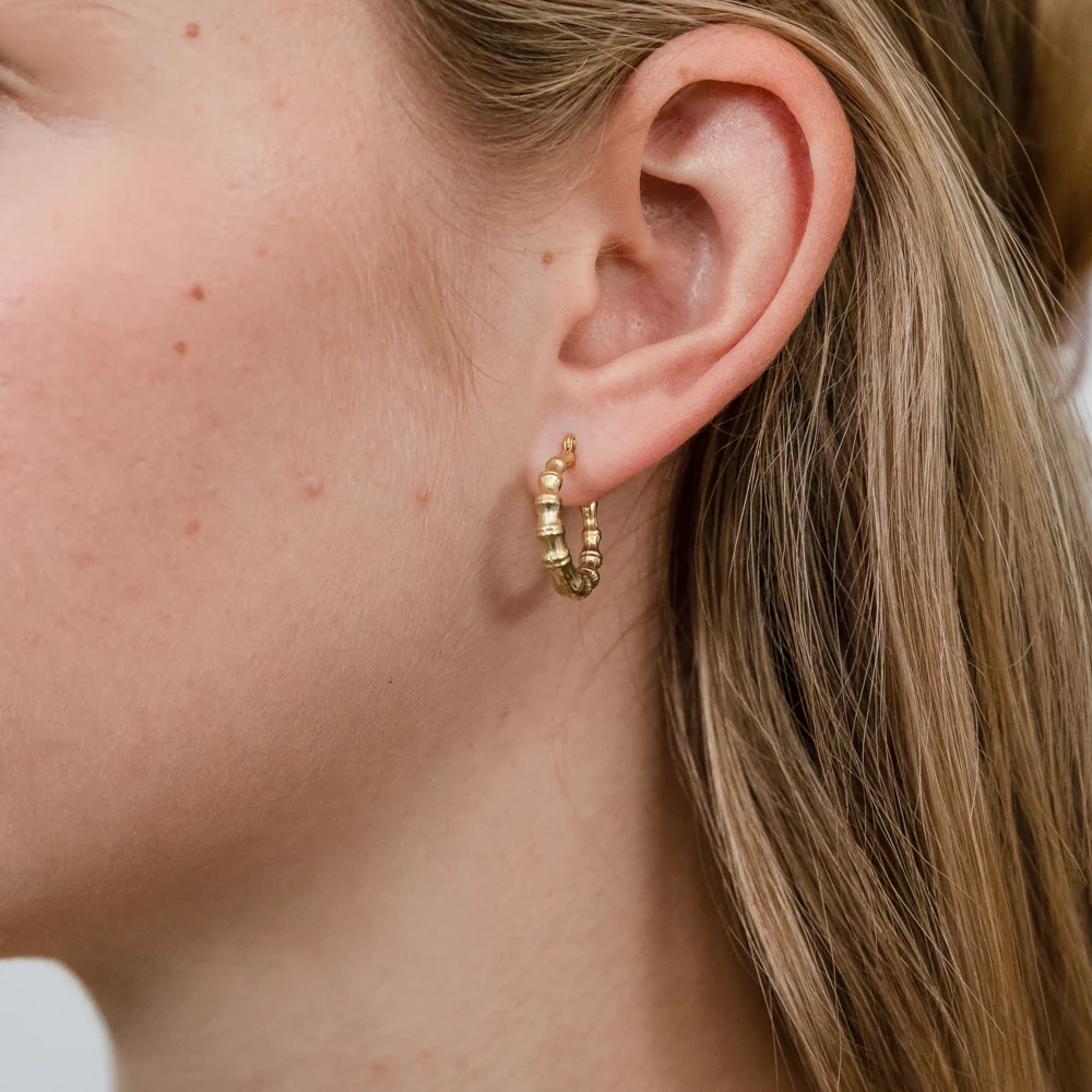 9ct Yellow Gold Silver Filled Fancy Light Hoop Earring - Image 2