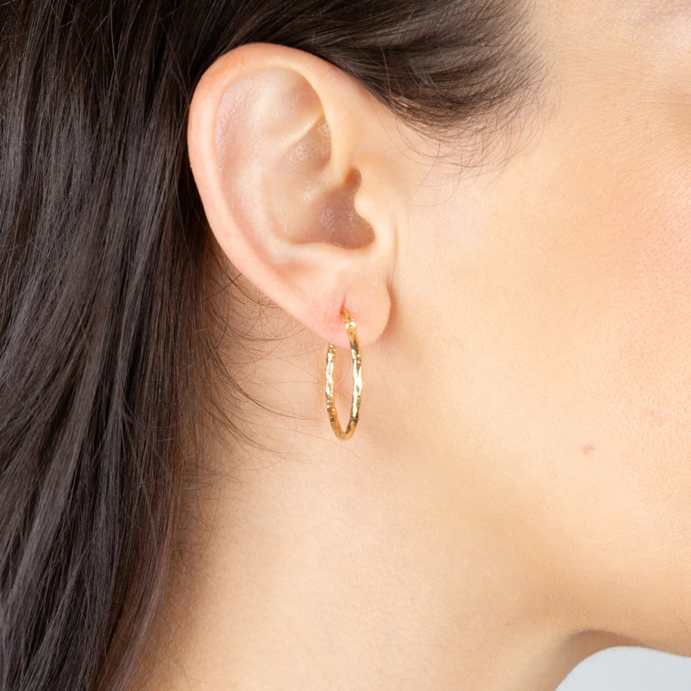 9ct Yellow Gold Silver Filled Fancy Twisted 20mm Earrings - Image 2