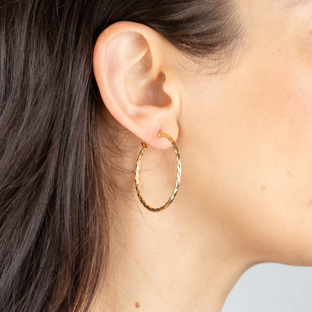 9ct Yellow Gold Silver Filled Fancy Twisted 30mm Earrings - Image 2